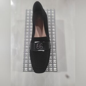 Women's Black Slip-On Loafer with Silver Accent